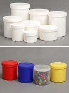 Plastic tubs, jars and pots